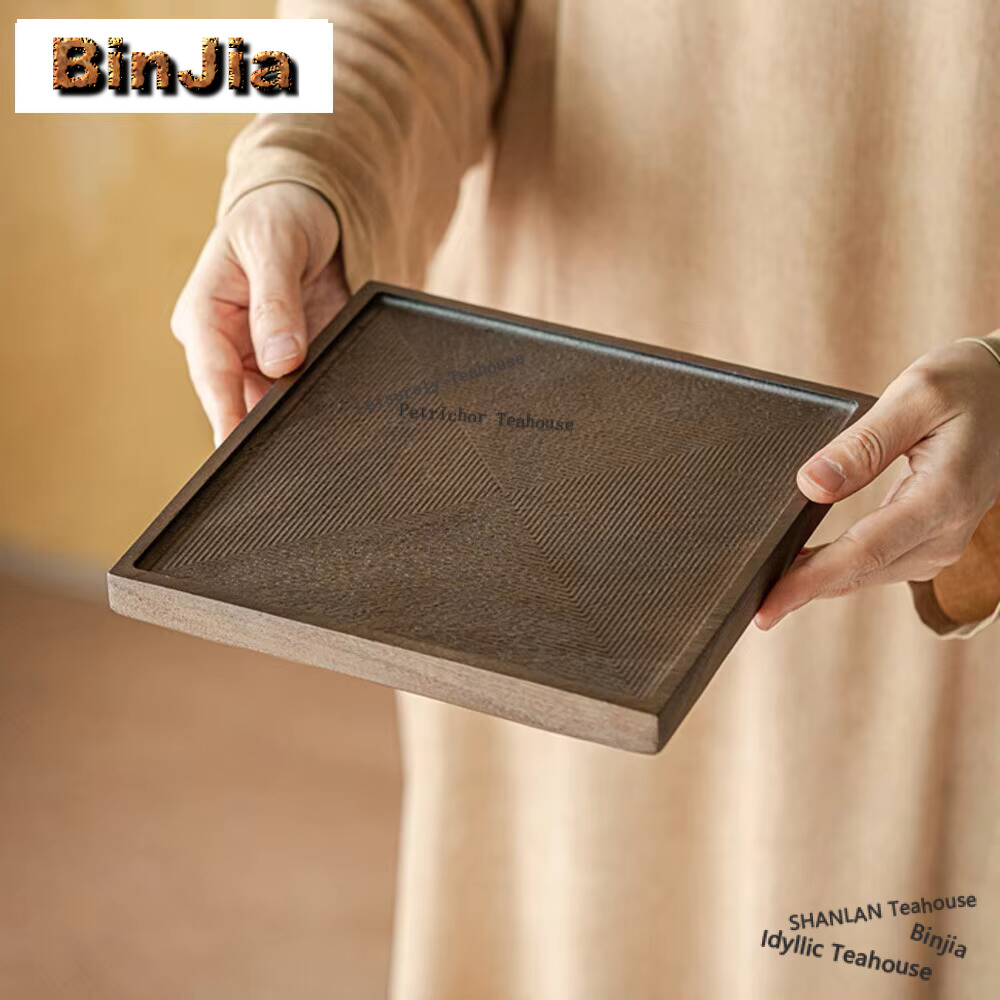 Japanese Snacks - Walnut Square Tableware Solid Wood Round